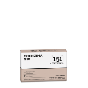 Envase de 30 cápsulas vegetales softgel de coenzima Q10 de 151 Marina Pharmacy