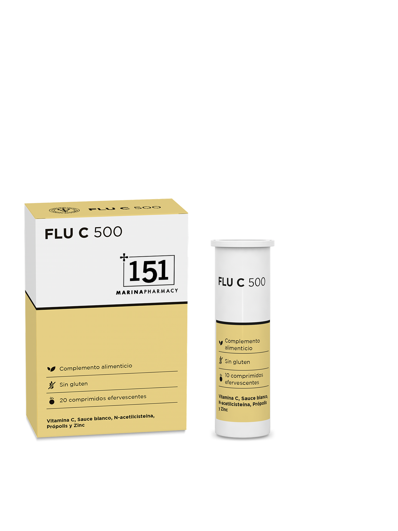FLU C 500 en presentación de 20 comprimidos efervescentes de 151 Marina Pharmacy