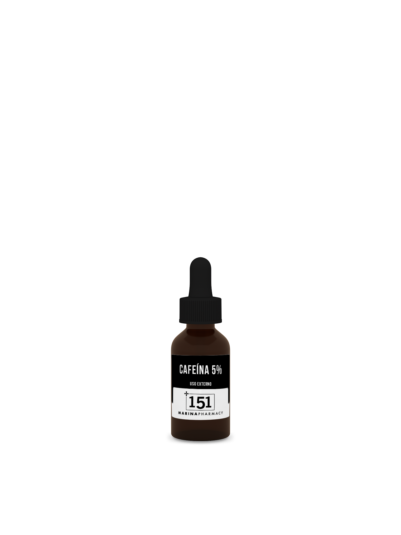 Frasco de vidrio con cuentagotas de 20 ml del activo concentrado de cafeína 5 % de 151 Marina Pharmacy
