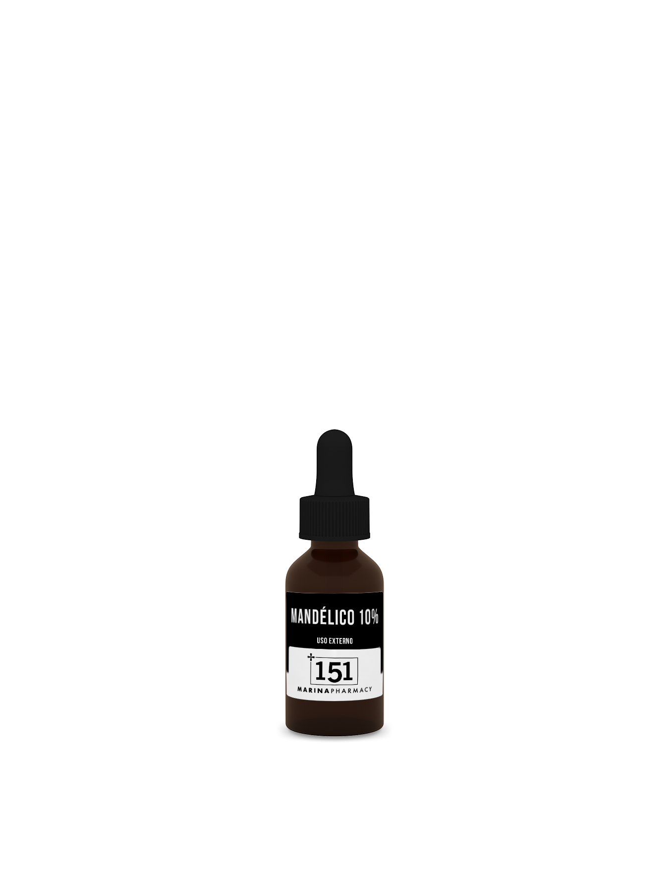 Frasco de vidrio de 20 ml con cuentagotas del activo concentrado de ácido mandélico 10 % de 151 Marina Pharmacy