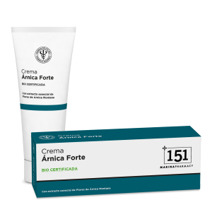 Tubo de 100 ml de crema de árnica bio certificada de 151 Marina Pharmacy con flores de Árnica montana