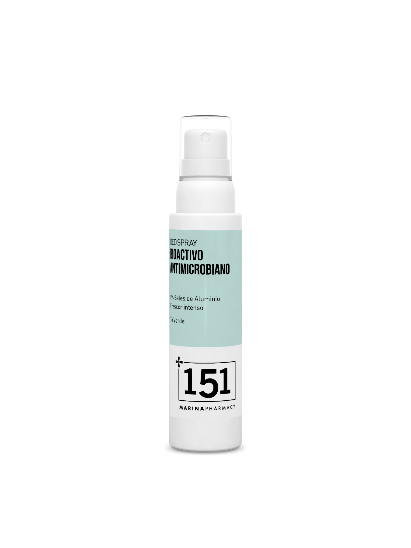 Frasco spray de 100 ml del desodorante bioactivo con té verde de 151 Marina Pharmacy, sin sales de aluminio