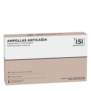 Caja con 10 ampollas de 10 ml de tratamiento capilar de 151 Marina Pharmacy con lúpulo, taurina y niacinamida
